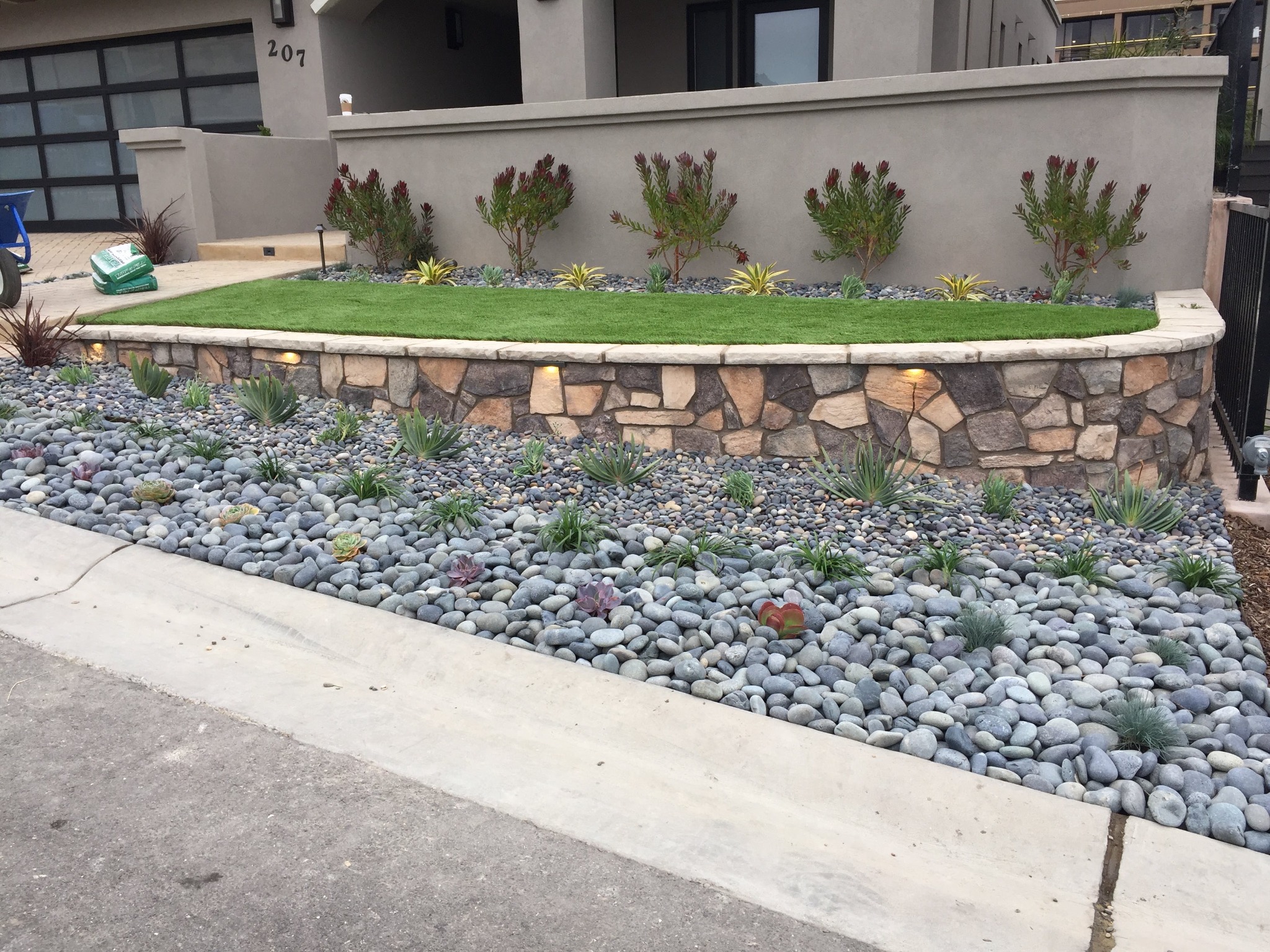 Retaining Wall & Rock Garden
